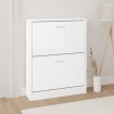 Mueble zapatero madera contrachapada blanco brillo 59x17x81 cm