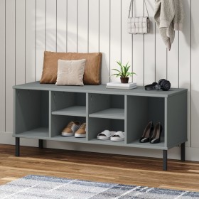 Zapatero con patas metal OSLO madera maciza gris 106x35x45