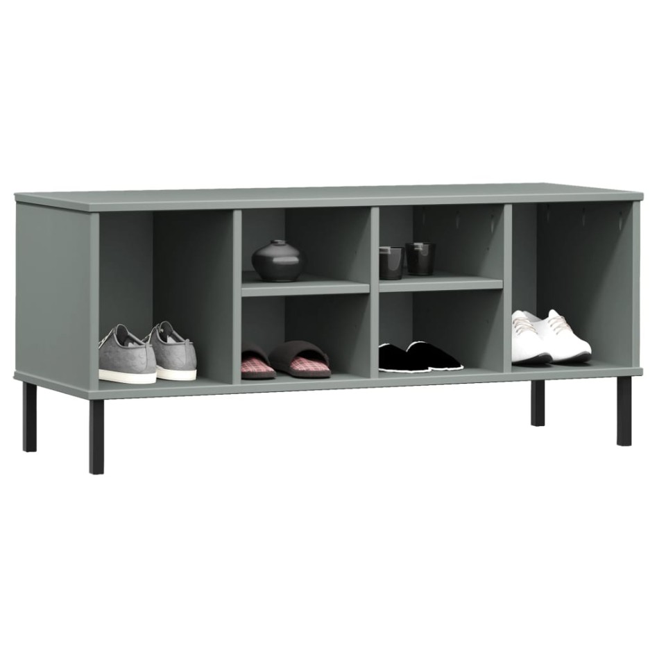 Zapatero con patas metal OSLO madera maciza gris 106x35x45