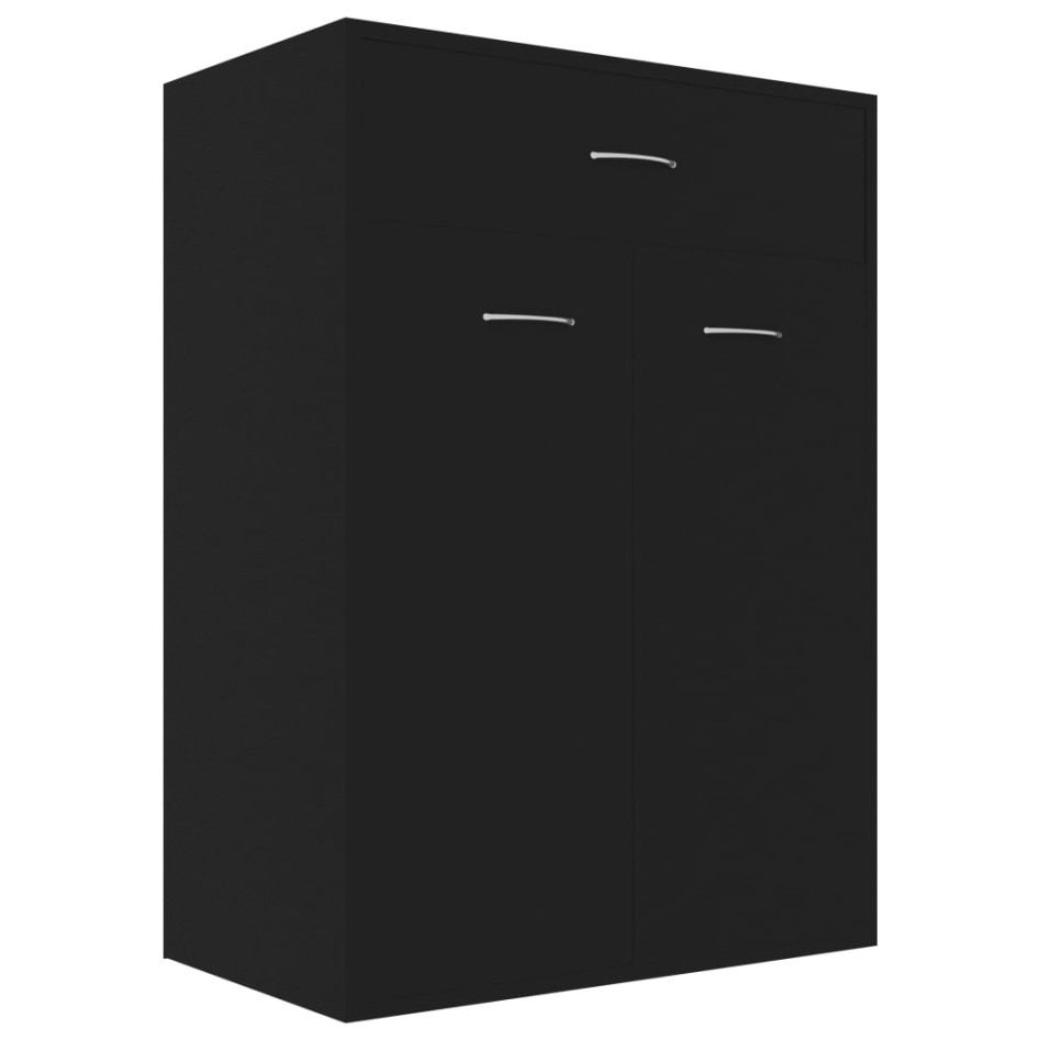 Mueble zapatero de madera contrachapada negro 60x35x84