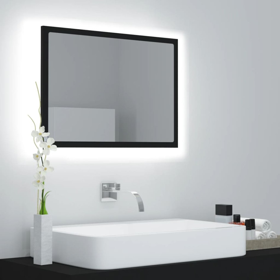 Espejo de baño acrílico negro brillo 60x8,5x37