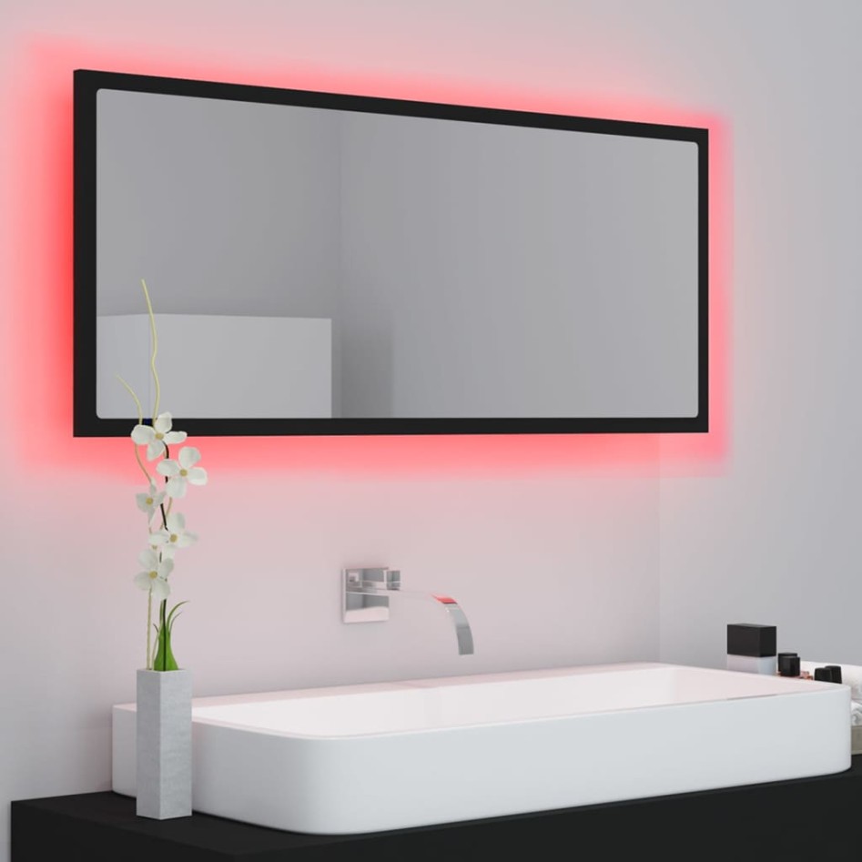 Espejo de baño LED acrílico negro 100x8,5x37