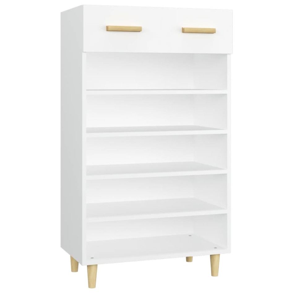 Mueble zapatero de madera contrachapada blanco 60x35x105