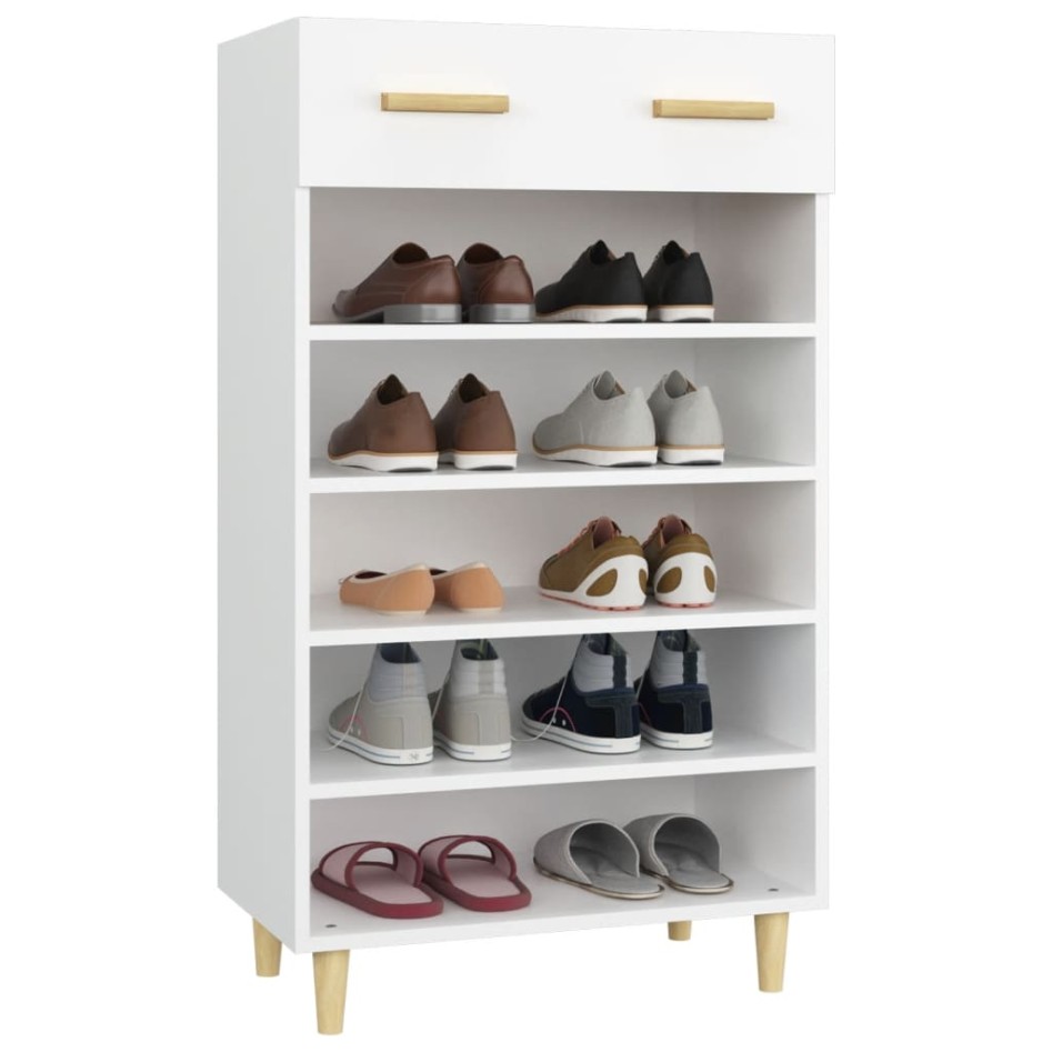 Mueble zapatero de madera contrachapada blanco 60x35x105