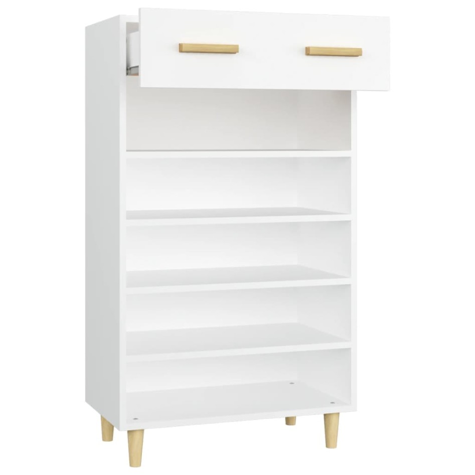 Mueble zapatero de madera contrachapada blanco 60x35x105