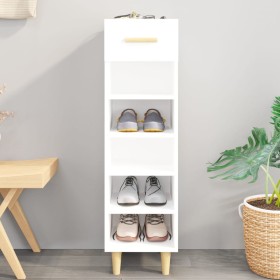 Mueble zapatero madera contrachapada blanco brillo 30x35x105