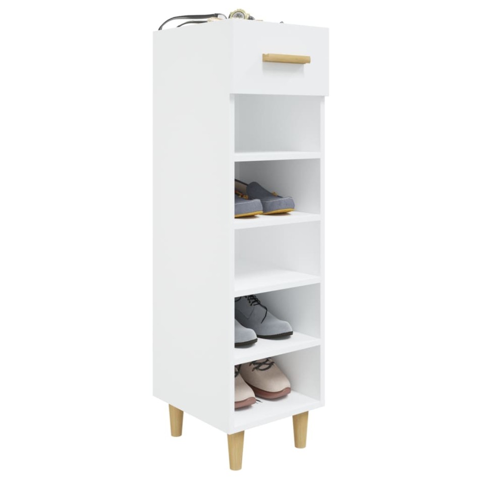 Mueble zapatero madera contrachapada blanco brillo 30x35x105