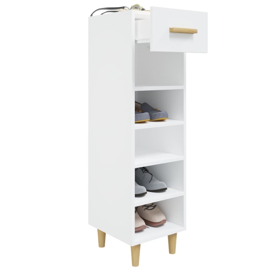 Mueble zapatero madera contrachapada blanco brillo 30x35x105