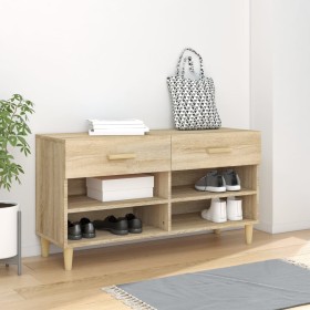 Mueble zapatero madera contrachapada roble Sonoma 102x35x55