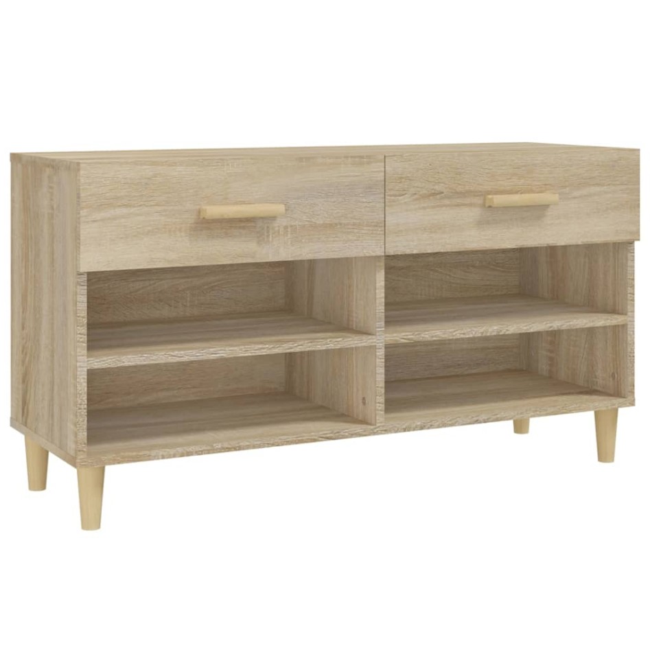 Mueble zapatero madera contrachapada roble Sonoma 102x35x55