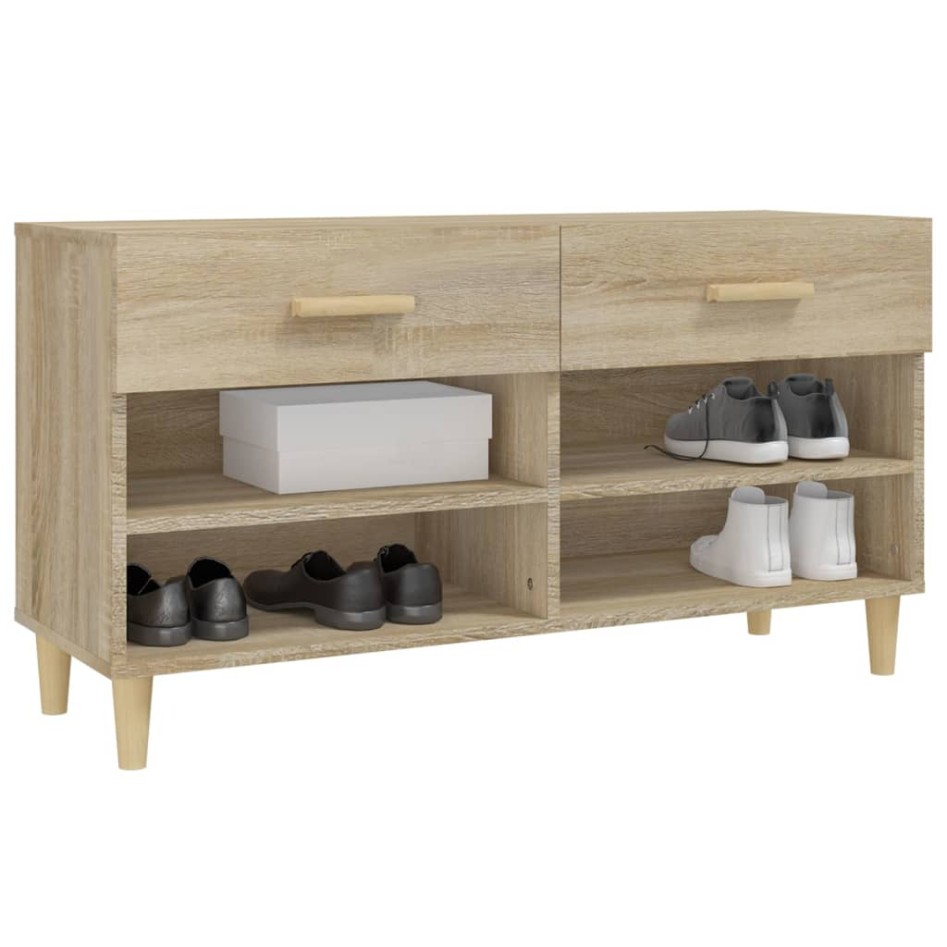Mueble zapatero madera contrachapada roble Sonoma 102x35x55