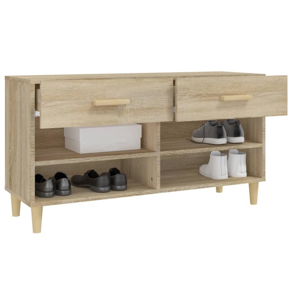 Mueble zapatero madera contrachapada roble Sonoma 102x35x55