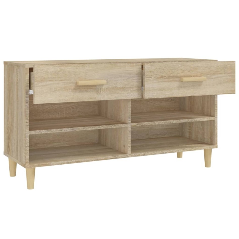 Mueble zapatero madera contrachapada roble Sonoma 102x35x55