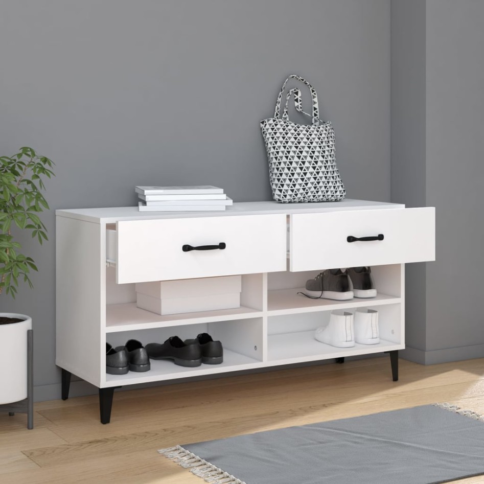 Mueble zapatero madera contrachapada blanco 102x35x55