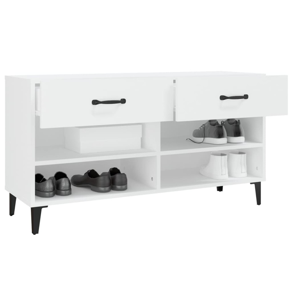 Mueble zapatero madera contrachapada blanco 102x35x55