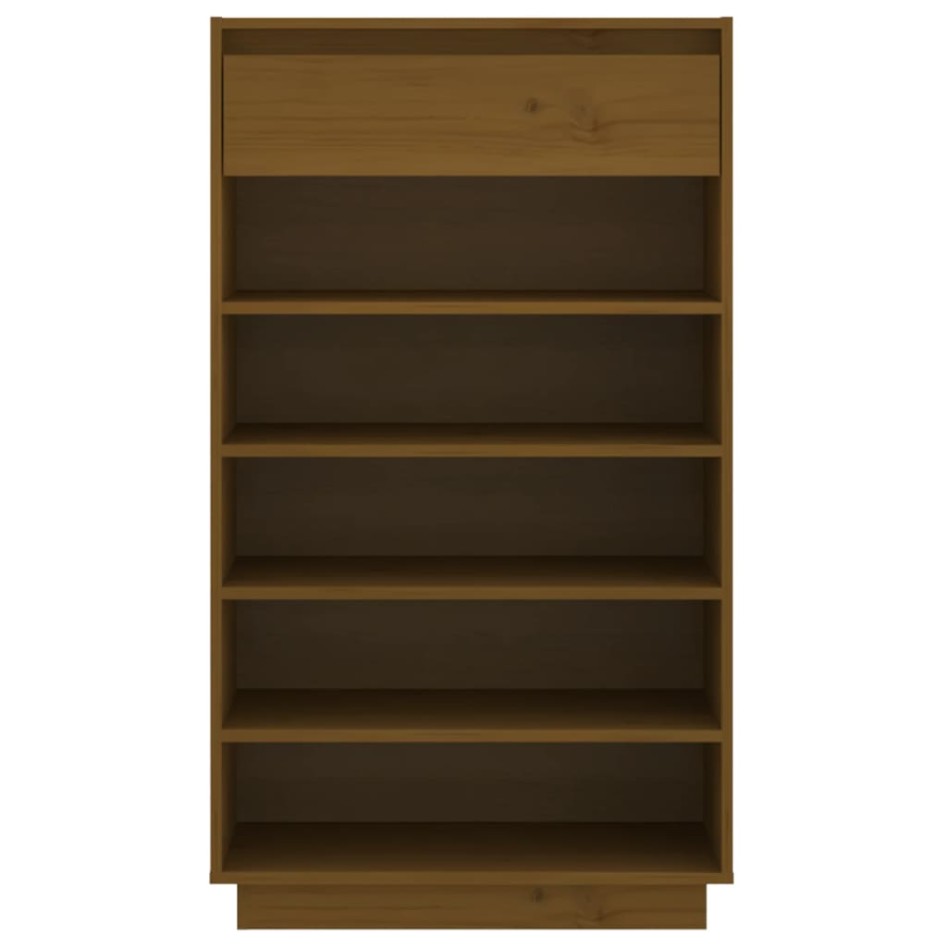 Armario zapatero madera maciza de pino marrón miel 60x34x105