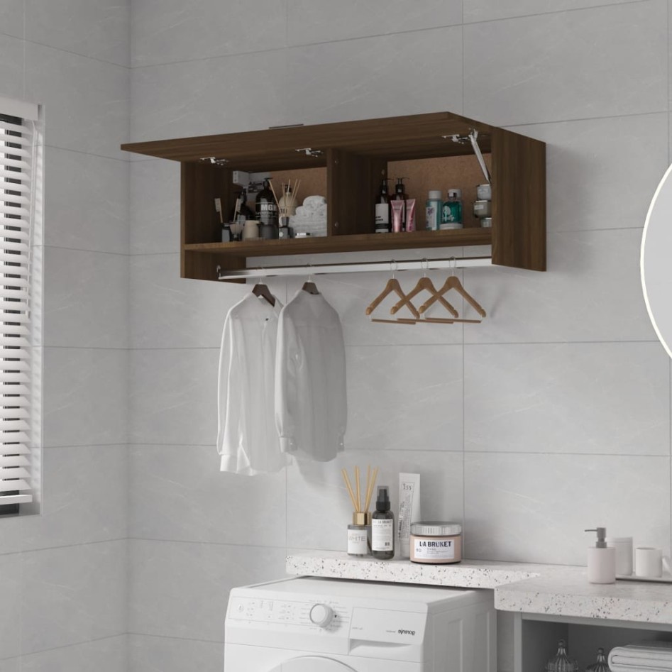 Armario madera contrachapada roble marrón 100x32,5x35