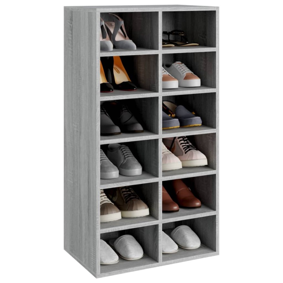 Mueble zapatero madera contrachapada gris Sonoma 54x34x100,5