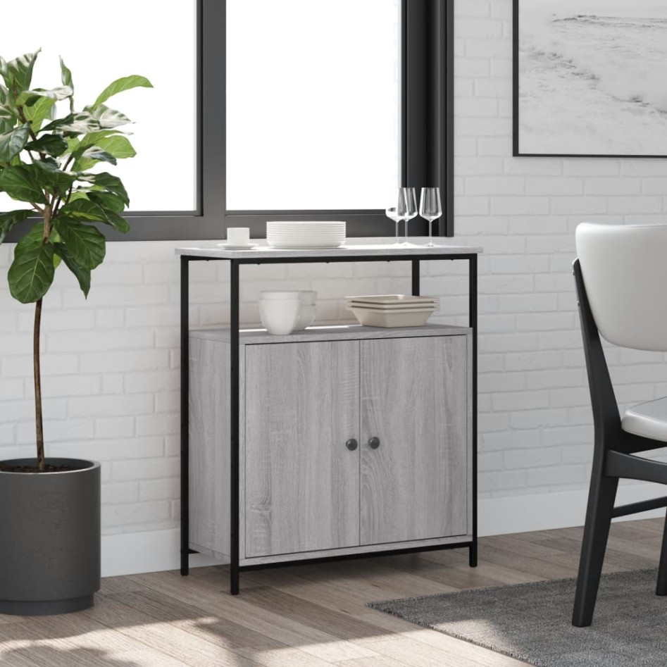 Aparador de madera de ingeniería gris Sonoma 70x30x80