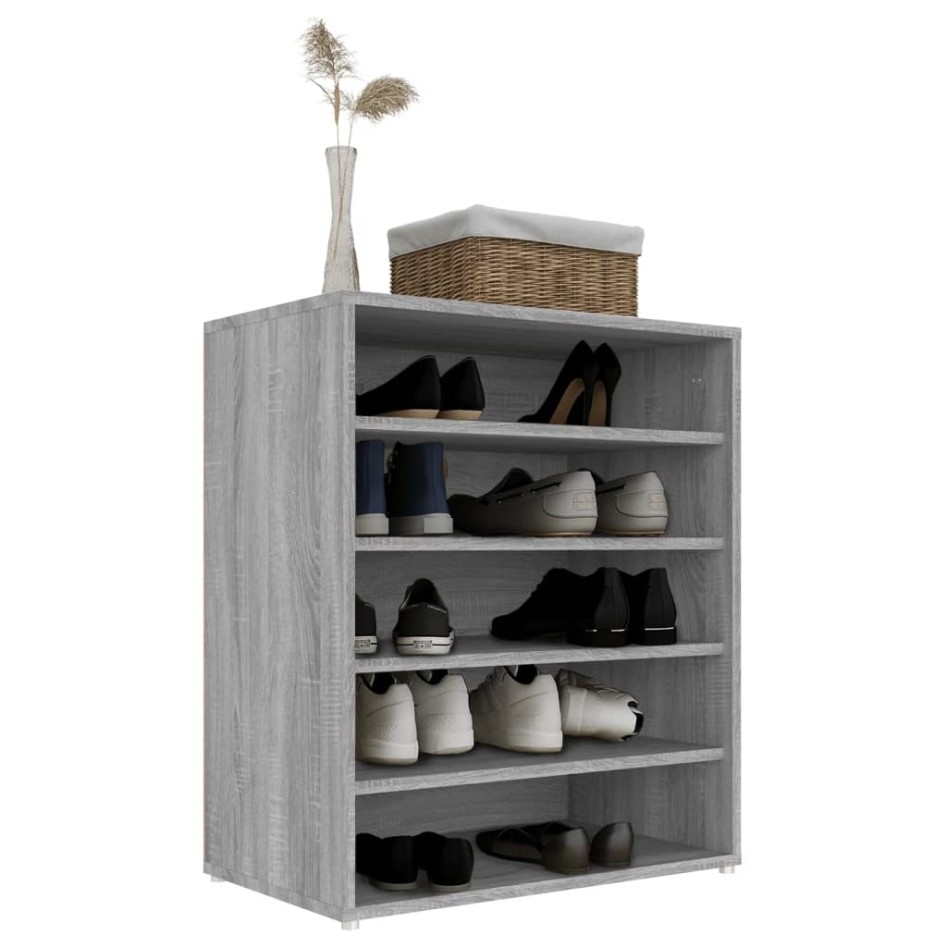 Zapatero de madera contrachapada gris Sonoma 60x35x70