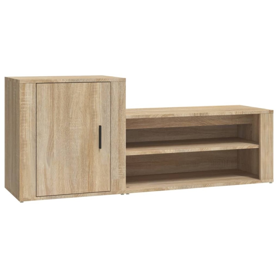 Mueble zapatero madera contrachapada roble Sonoma 130x35x54