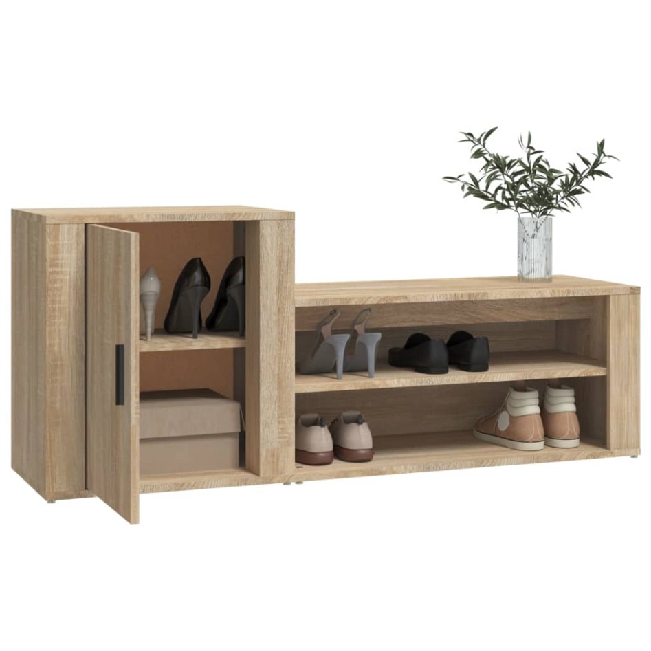 Mueble zapatero madera contrachapada roble Sonoma 130x35x54