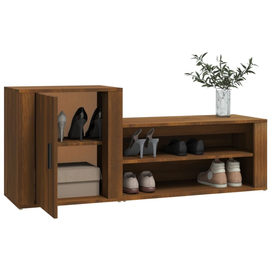 Mueble zapatero madera contrachapada roble marrón 130x35x54