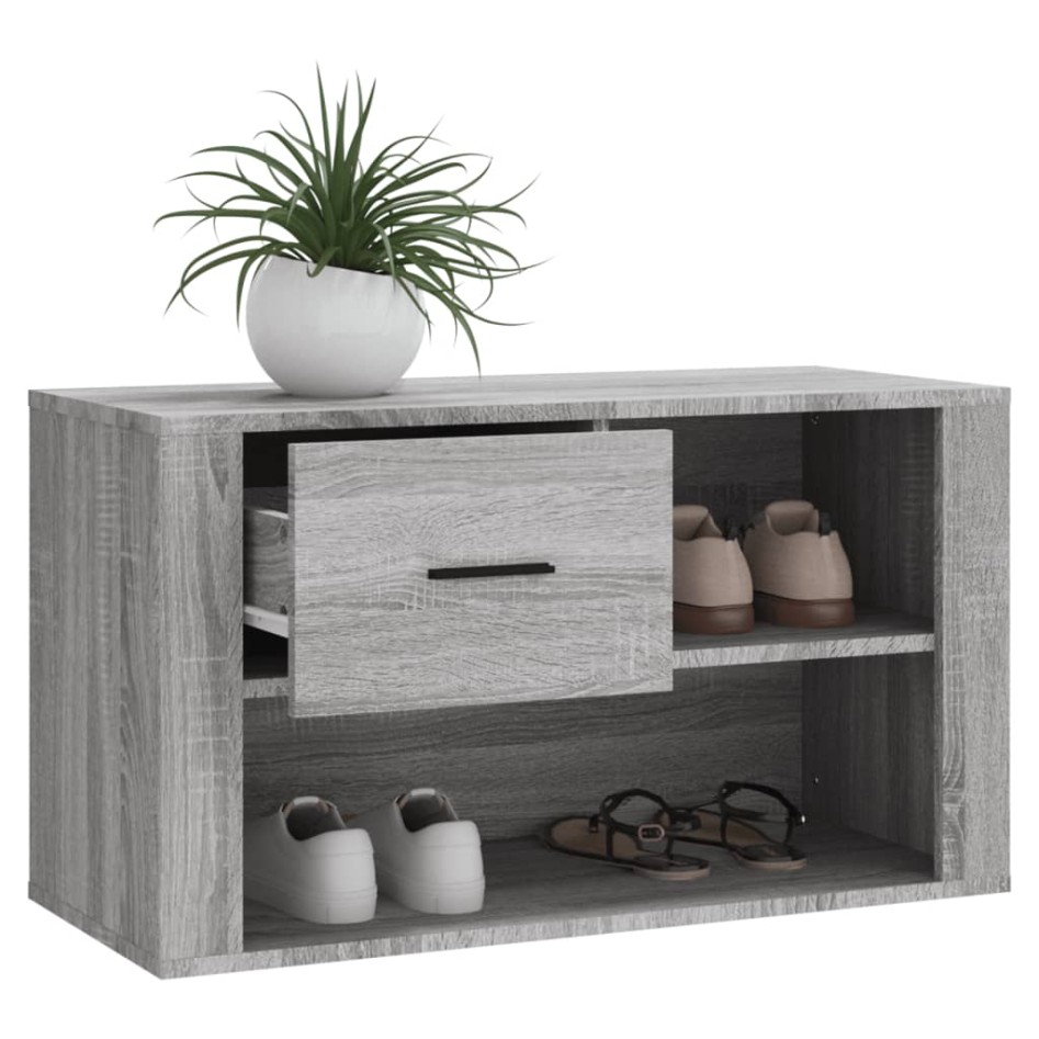 Mueble zapatero de madera contrachapada gris Sonoma 80x35x45