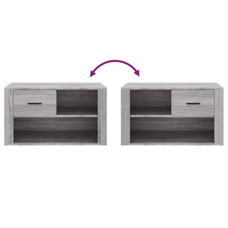 Mueble zapatero de madera contrachapada gris Sonoma 80x35x45
