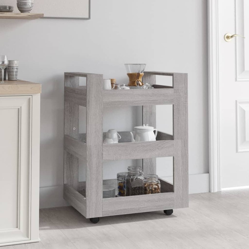 Carrito de cocina madera contrachapada gris Sonoma 60x45x80