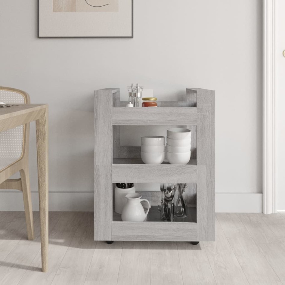 Carrito de cocina madera contrachapada gris Sonoma 60x45x80