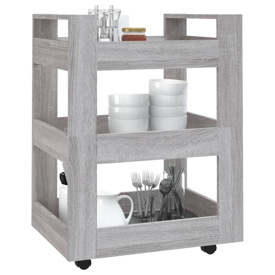 Carrito de cocina madera contrachapada gris Sonoma 60x45x80
