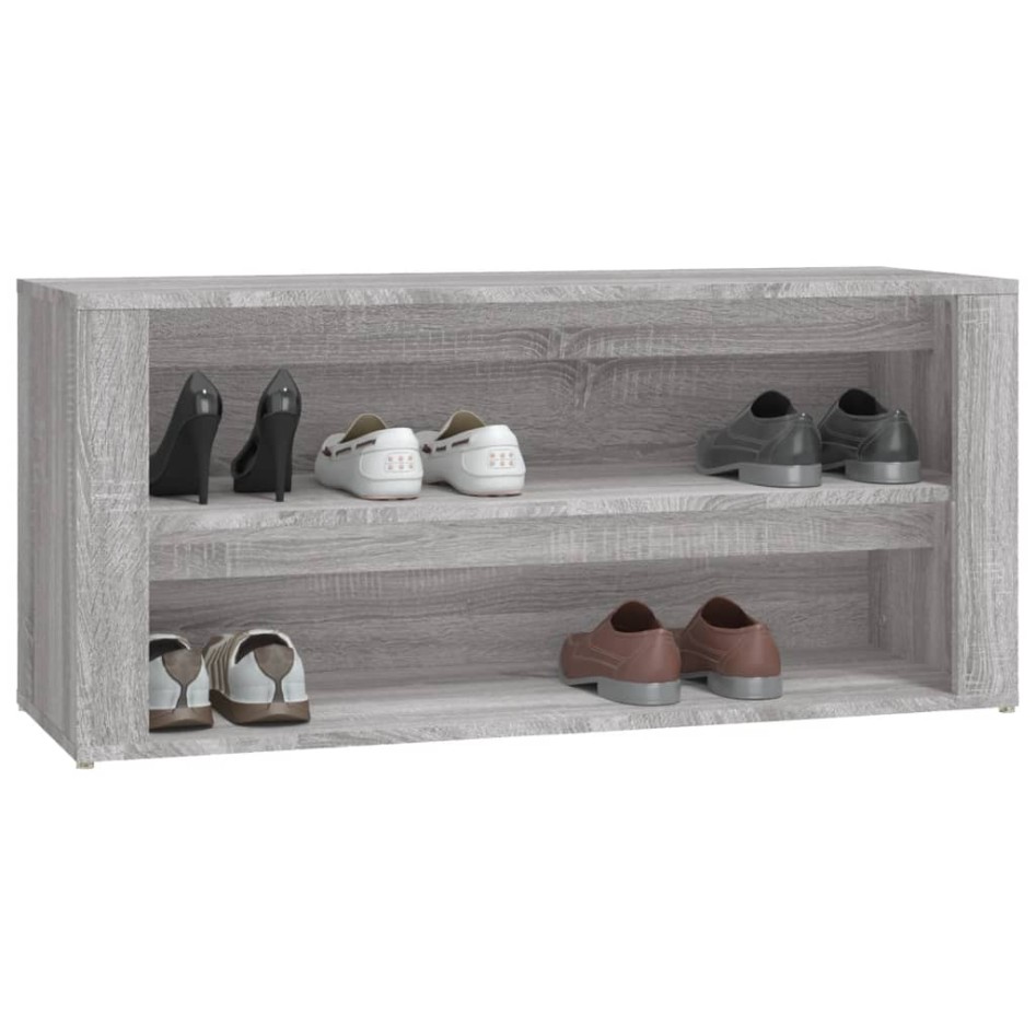 Mueble zapatero madera contrachapada gris Sonoma 100x35x45