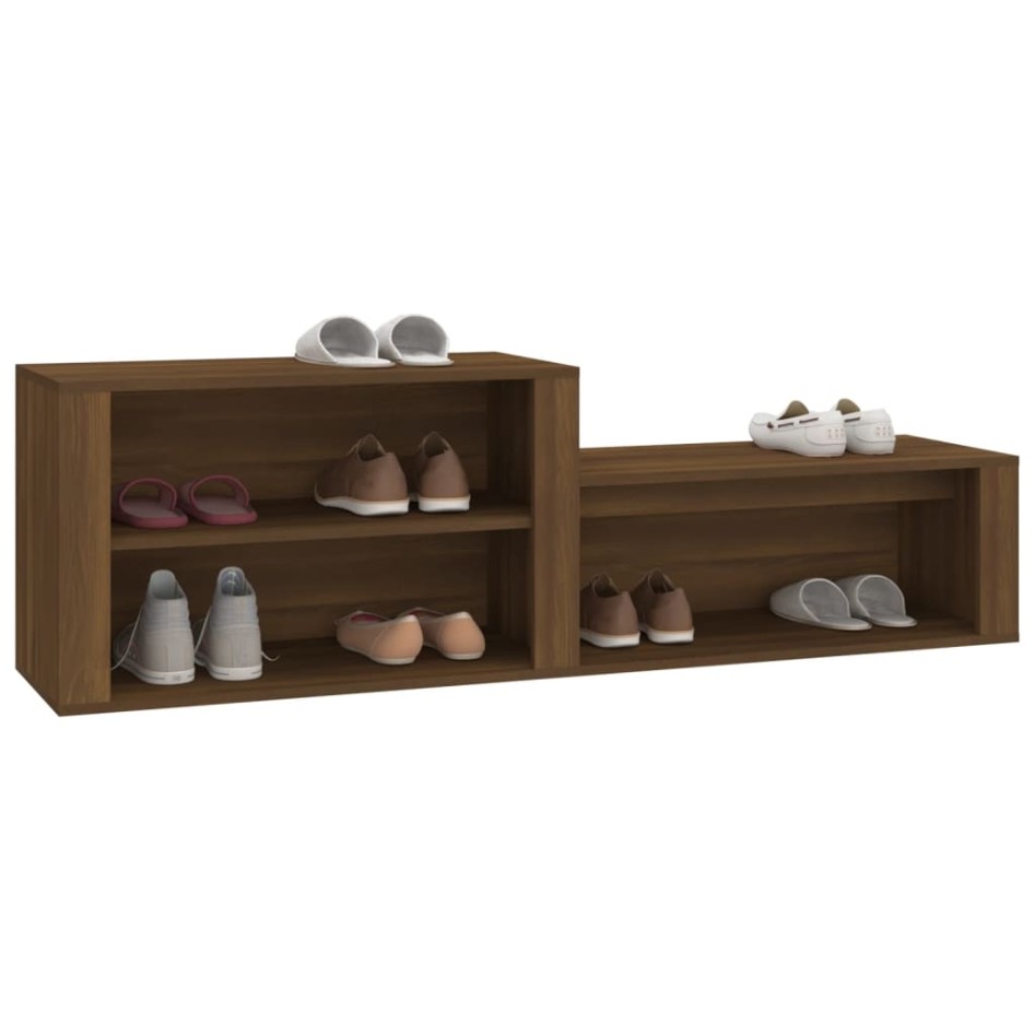 Mueble zapatero madera contrachapada marrón roble 150x35x45