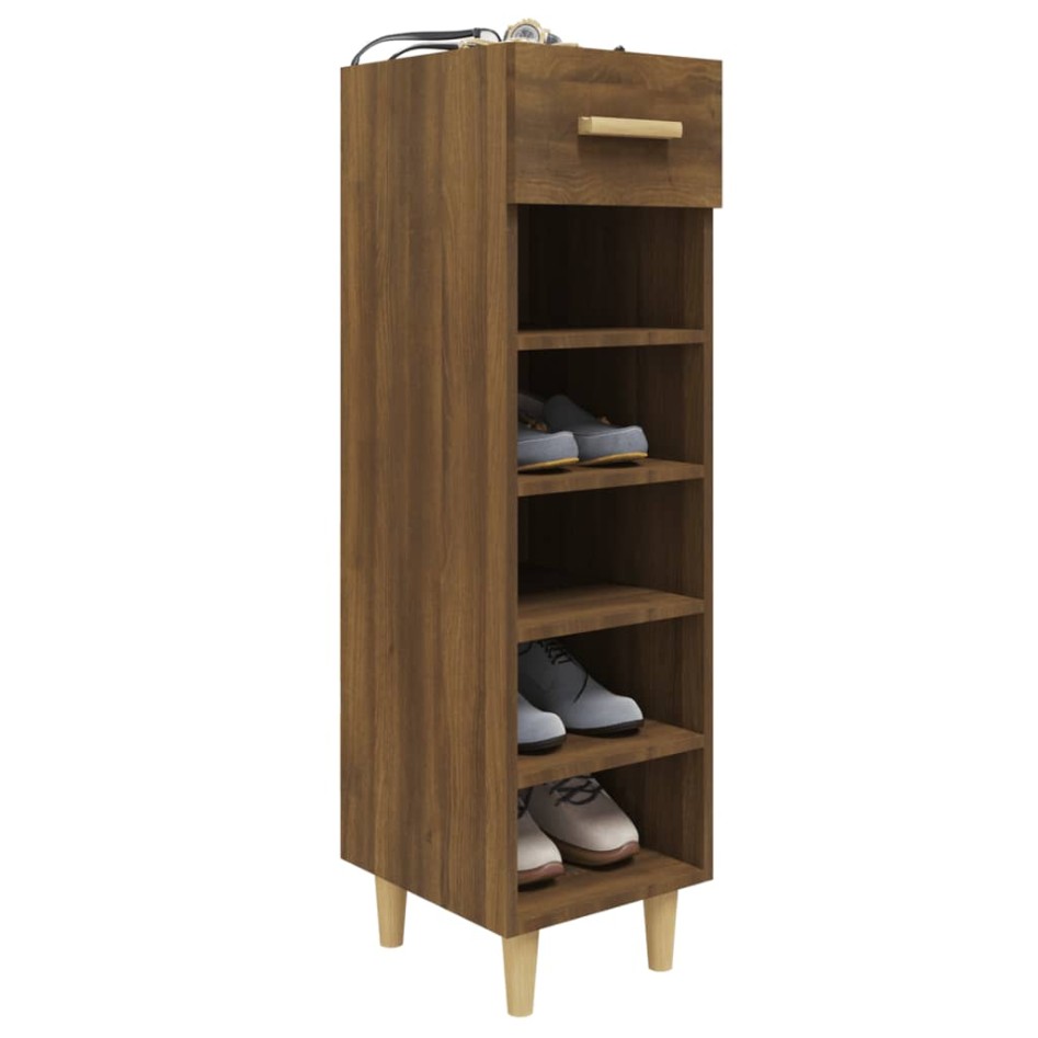 Mueble zapatero madera contrachapada marrón roble 30x35x105