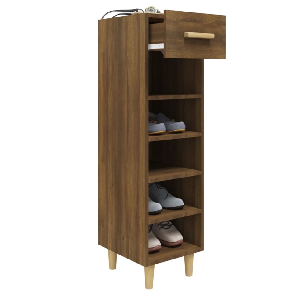 Mueble zapatero madera contrachapada marrón roble 30x35x105