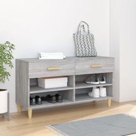 Mueble zapatero madera contrachapada gris Sonoma 102x35x55