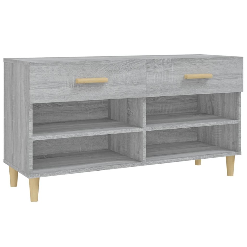 Mueble zapatero madera contrachapada gris Sonoma 102x35x55