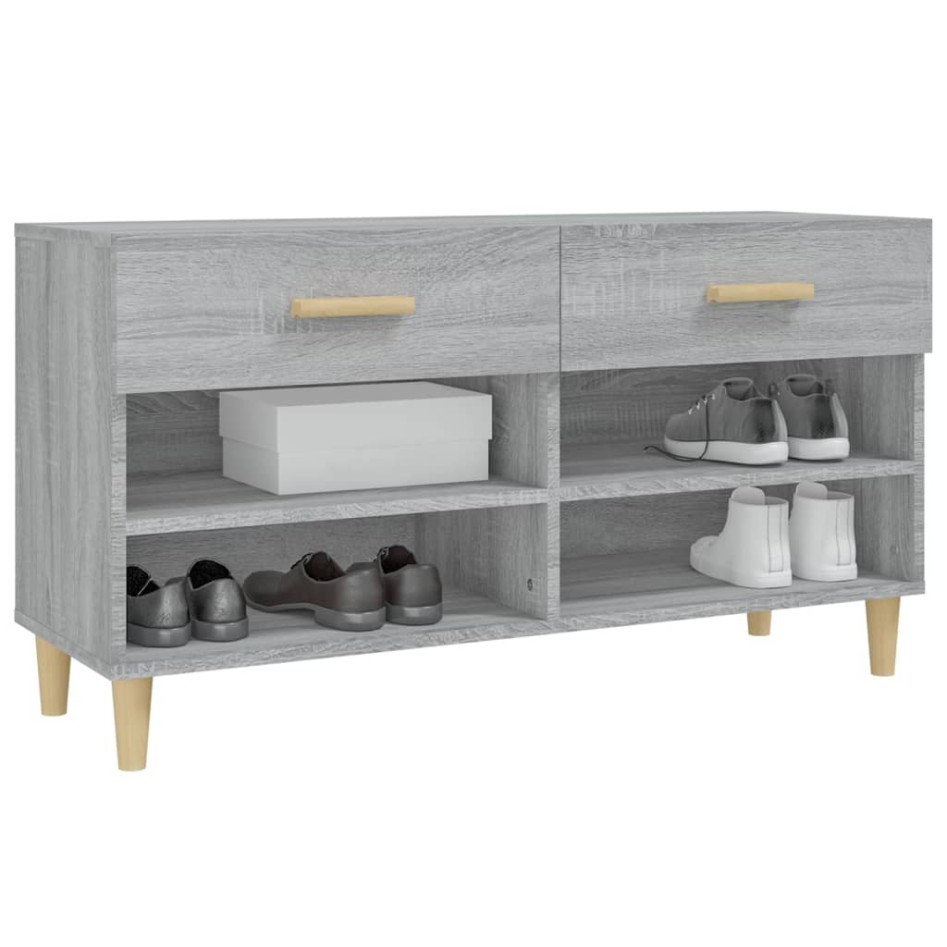 Mueble zapatero madera contrachapada gris Sonoma 102x35x55