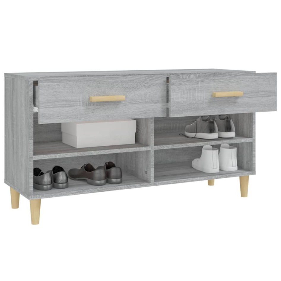 Mueble zapatero madera contrachapada gris Sonoma 102x35x55