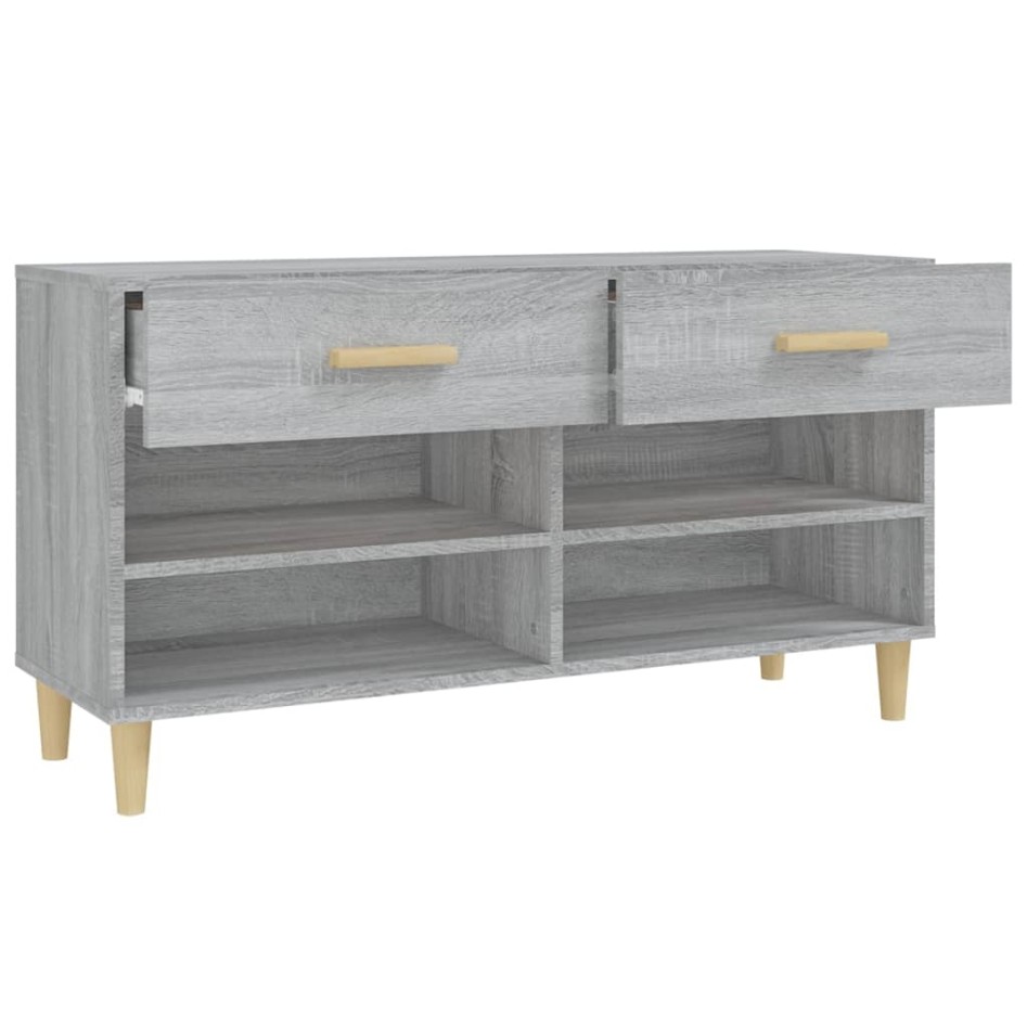 Mueble zapatero madera contrachapada gris Sonoma 102x35x55