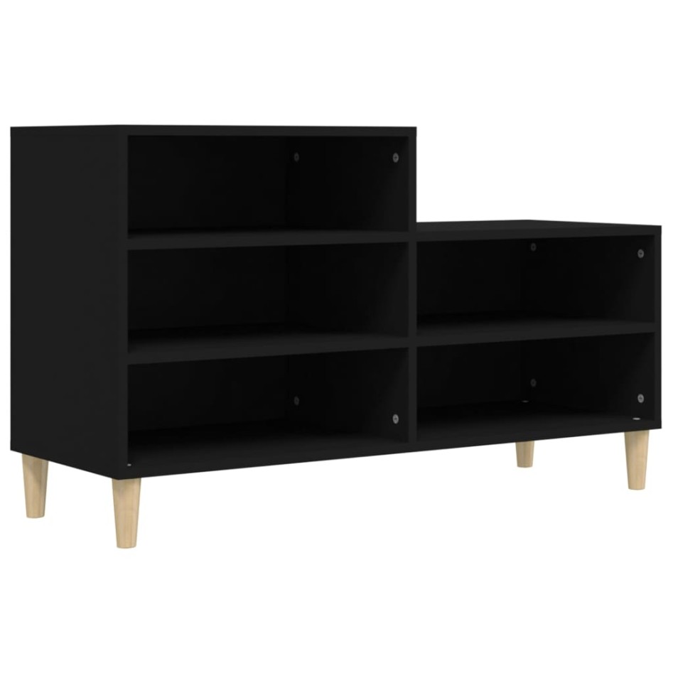 Mueble zapatero madera contrachapada negro 102x36x60