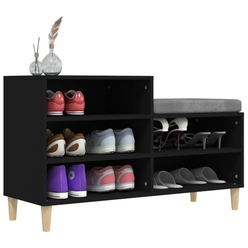 Mueble zapatero madera contrachapada negro 102x36x60