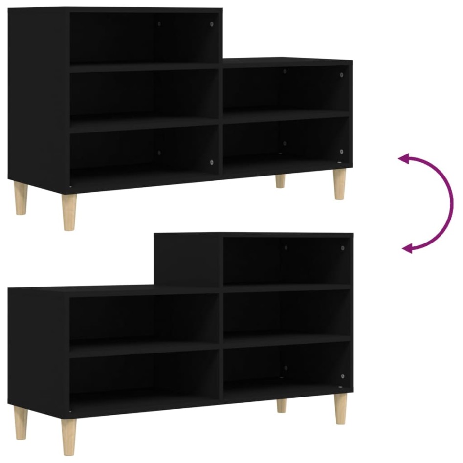 Mueble zapatero madera contrachapada negro 102x36x60