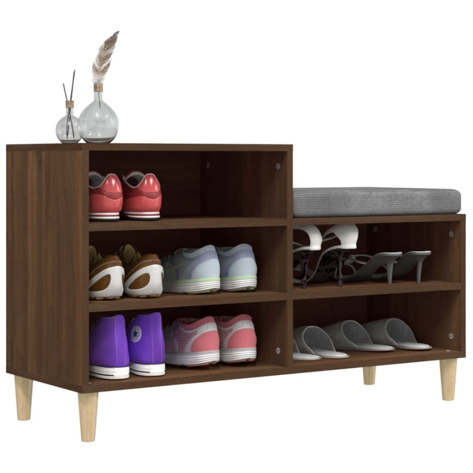 Mueble zapatero madera contrachapada roble marrón 102x36x60