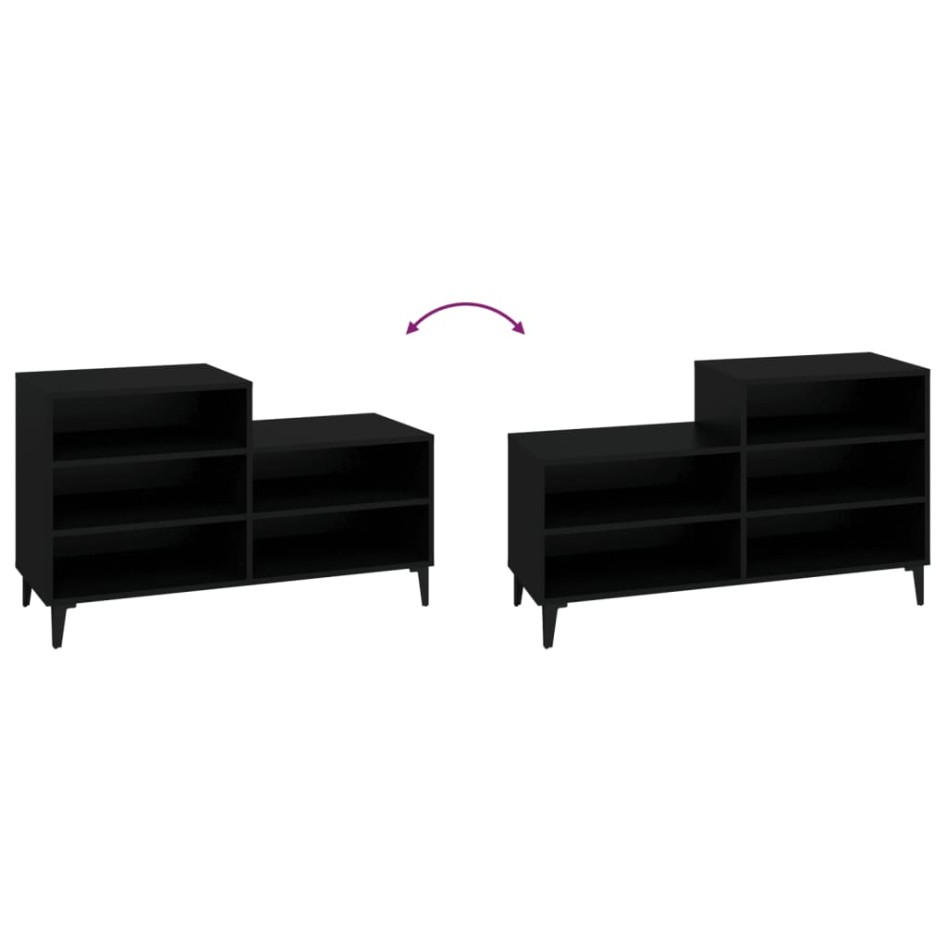 Mueble zapatero madera contrachapada negro 102x36x60