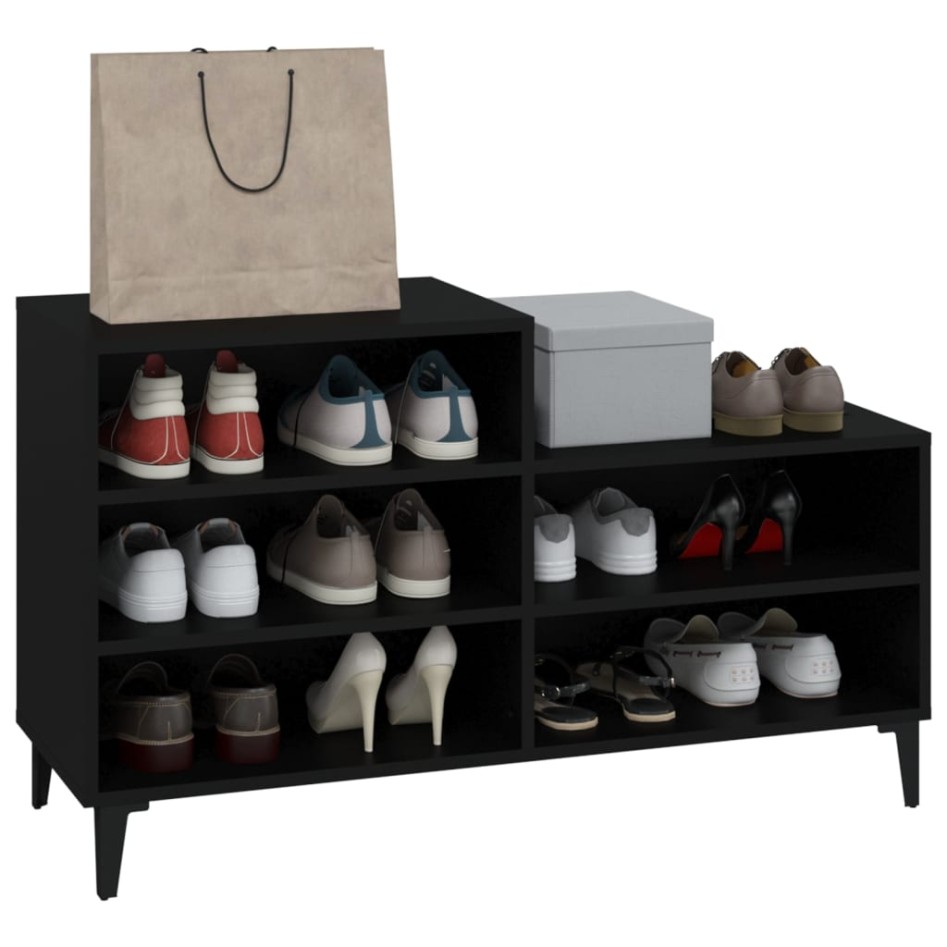 Mueble zapatero madera contrachapada negro 102x36x60