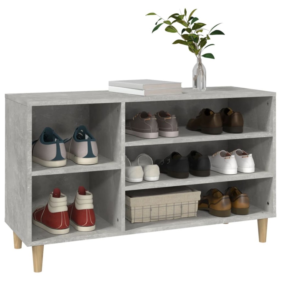 Mueble zapatero madera contrachapada gris hormigón 102x36x60