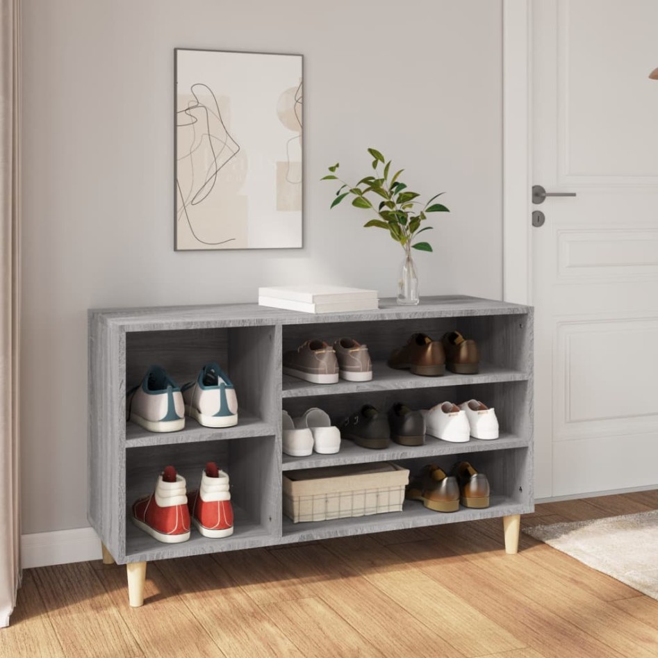 Mueble zapatero madera contrachapada gris Sonoma 102x36x60