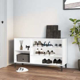 Mueble zapatero madera contrachapada blanco brillo 102x36x60